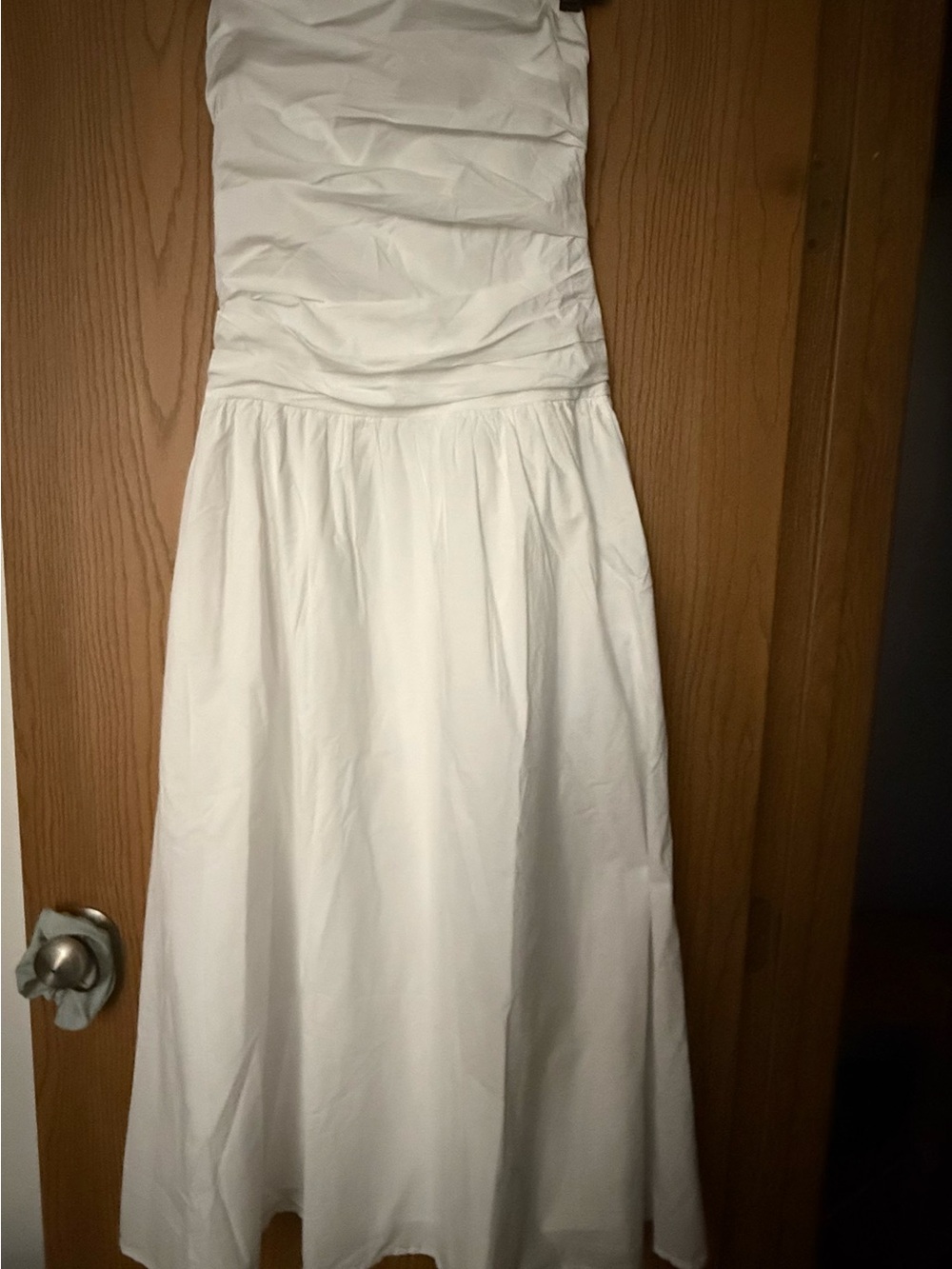 GAP poplin drop waist maxi/midi dress White Ruched Bodice - Picture 5 of 9
